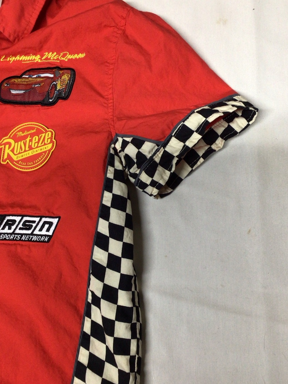 Disney Red Button-Front Racing Shirt with Cars Patches  KA CHOW    McQueen - Picture 3 of 11